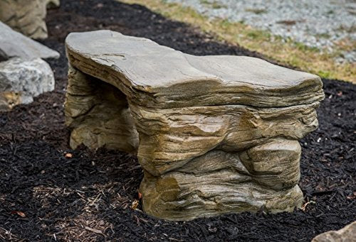 Athena Garden Inc. Cast Stone Petrified Rock Bench Outdoor Garden Decor Natural