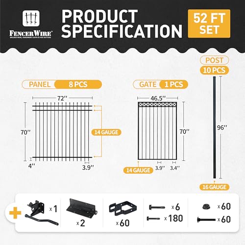 Fencer Wire 52FT Heavy Duty Pinnacle Fence Kit Black