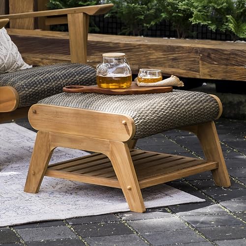 Cambridge Casual Auburn Teak Wood Padded Upholstered Patio Conversation Set 5 Pieces