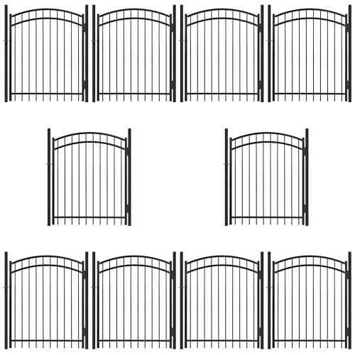 Fencer Wire Heavy Duty Flat Top X-Pattern Decorative Fence Gate Black 5FT x 4FT Pack of 10