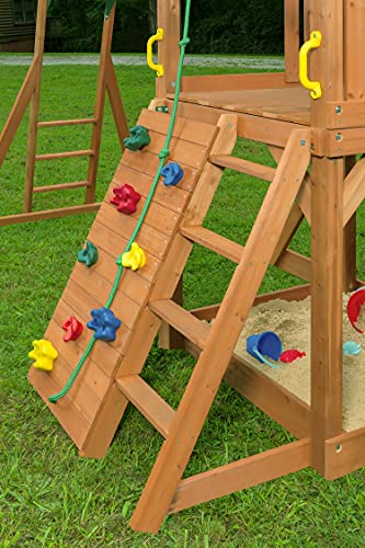 CREATIVE CEDAR DESIGNS Mountain View Lodge Wooden Swingset Multicolor Accessories & Green Slide