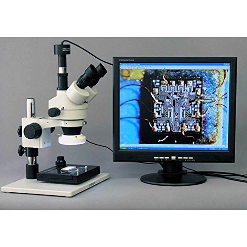 AmScope Digital Trinocular Stereo Zoom Microscope 3.5X-90X White