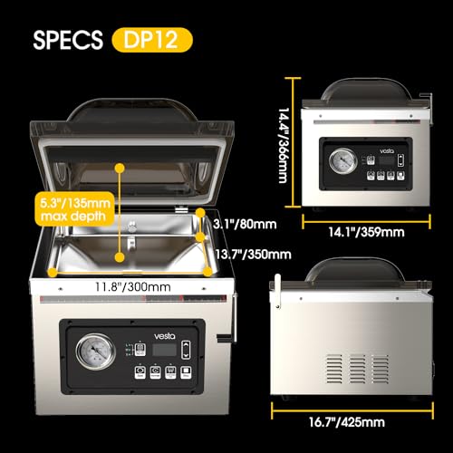 V Vesta Precision 12 Inch Chamber Vacuum Sealer DP12 Heavy Duty