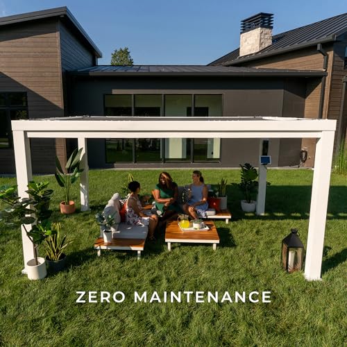 Backyard Discovery Windham 14' x 12' Galvanized Steel Pergola Kit with Shade Sail Canopy White