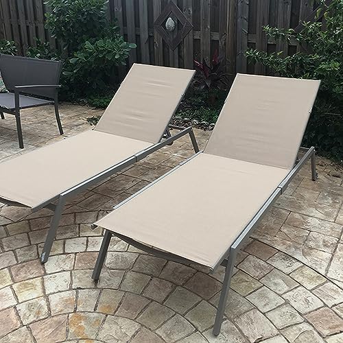 Ostrich Princeton Heavy Duty Outdoor Chaise Lounge Chairs with Back Wheels Tan/Taupe (8 Pack)