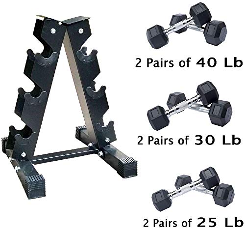 Gymnastics Power Hex Dumbbells Free Weights Set with Rack 190 LB