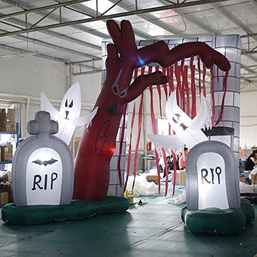 SAYOK Inflatable Halloween Entrance Archway with Grim Reaper and LED Lights Yard Decor 16.4 x 13.1 ft