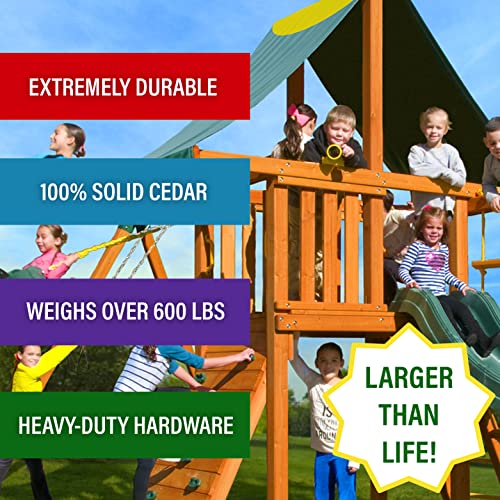 Best in Backyards Dreamscape Cedar Wood Swing Set Jungle Gym Green & Yellow Components