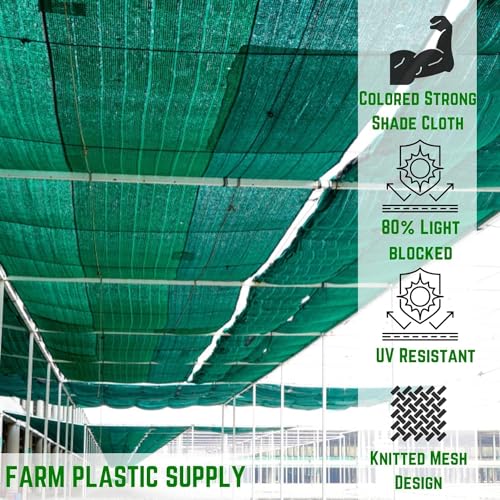 Farm Plastic Supply Green Shade Sail Hemmed with Grommets 80% Mesh Fabric 8' x 300'