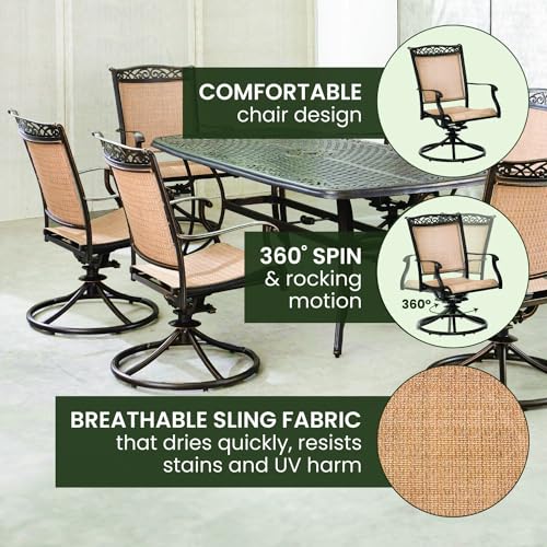 Hanover Fontana 7-Piece Outdoor Dining Set Tan