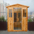 Xmatch Far Infrared Wooden Sauna Room 4 Person Outdoor Natural