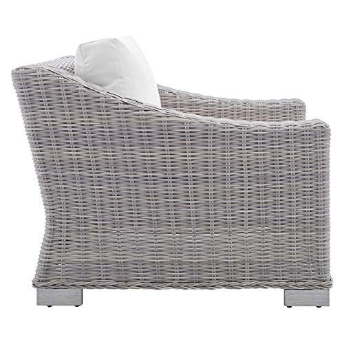 Modway Conway Sunbrella Outdoor Patio Wicker Rattan Furniture Set Light Gray White
