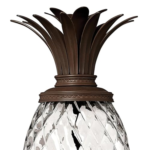 Hinkley Plantation Large Post Top Outdoor Lantern - 4-Light Pineapple Motif, Clear Optic Glass, Copper Bronze Finish