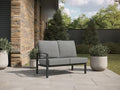 Winston Stanford Cushion Outdoor Loveseat with Right Arm Textured Pewter