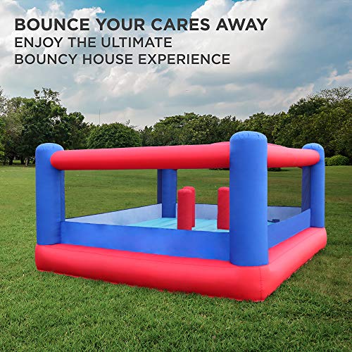 SUNNY & FUN Inflatable Bounce House 12x10.5 Feet with Air Blower Blue/Red