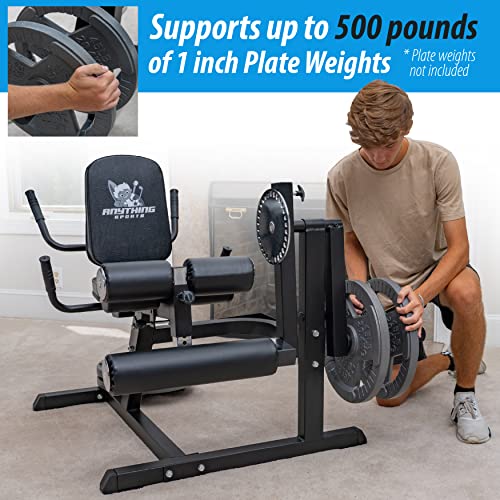 ANYTHING SPORTS Heavy Duty Adjustable Leg Extension and Curl Machine 2.0 Black