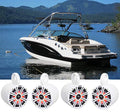 KICKER 45KM84L 8" 600 Watt Marine Waterproof Speakers with LED and Rockville MAC80W White Wakeboard Tower Speaker Pod Enclosures