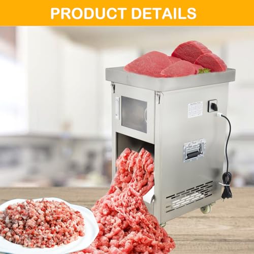 HayWHNKN Electric Meat Grinder Commercial 8mm Plate 880lbs/h 2.2kW Stainless Steel Silver