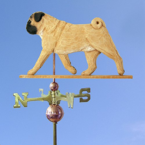Pug Hand Carved & Painted Weathervane Fawn 32 Inch