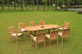 WholesaleTeakFurniture Grade-A Teak Wood 9 Pc Dining Set with 94" Oval Table and 8 Napa Stacking Arm Chairs