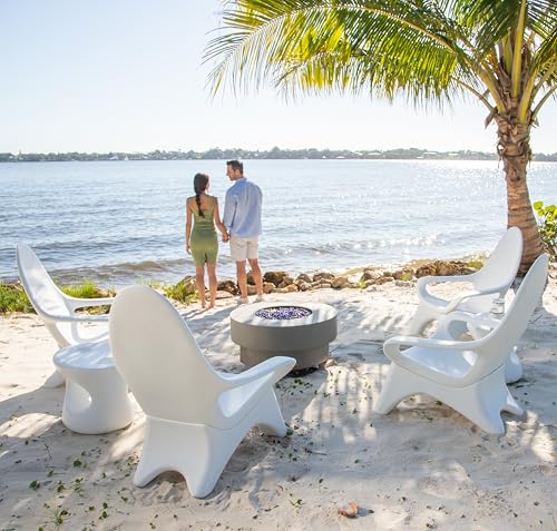 REZVANI FURNITURE STUDIO Tenjam Woosah Chair Set of Two Pool Lounge Chairs White Granite