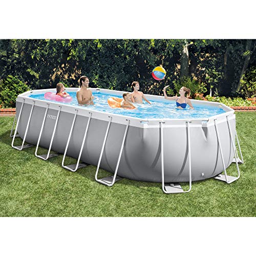 Intex Prism Frame Oval Swimming Pool Set Gray