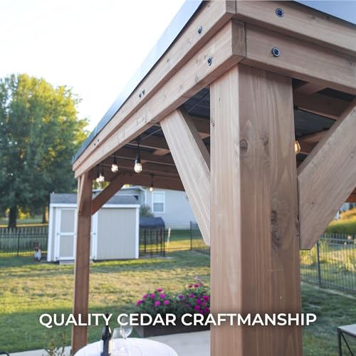Backyard Discovery Arcadia Cedar Wood Outdoor Gazebo Pavilion Light Brown