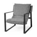 HomeRoots Stone Gray and Black Metal Sling Chair Black