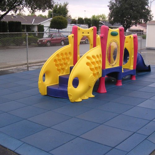 Rubber-Cal Eco-Safety Interlocking Playground Tiles 16 Pack Blue