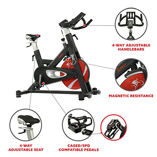 Sunny Health & Fitness Evolution Pro II Magnetic Belt Drive Indoor Cycling Bike Black