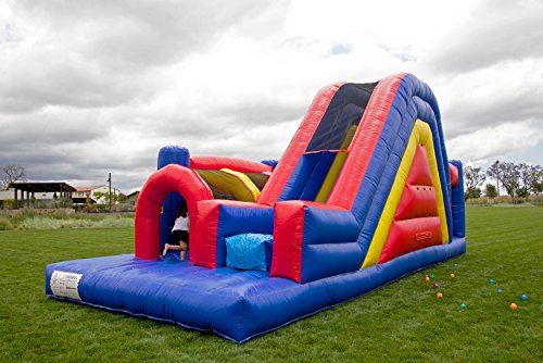 JumpOrange 30' Rainbow Xtreme Inflatable Obstacle Course Red/Yellow/Blue