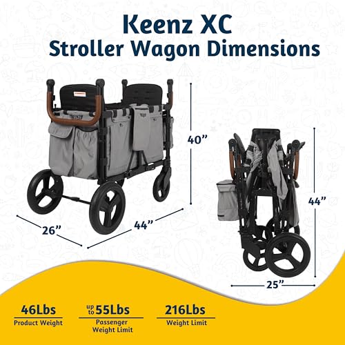 Keenz Luxury Comfort Stroller Wagon Foldable Double Seater Adjustable Canopy Gray