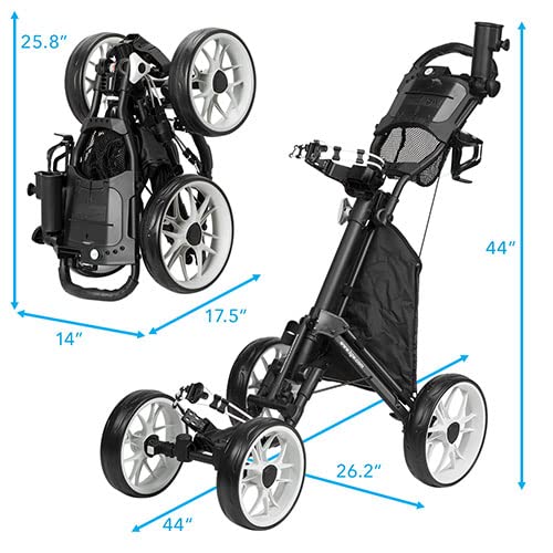 TGW Tour 4-Wheel Golf Push Cart Dark Grey/Blue