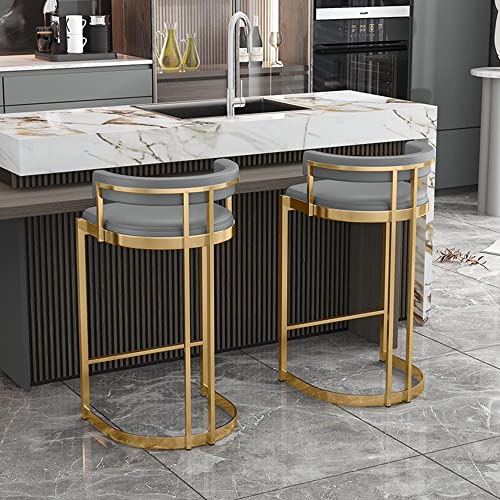 Natliedop PU Leather Bar Stools Set of 2 Grey