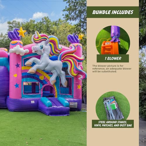 XJUMP Unicorn Bounce House Water Slide Combo Multicolor
