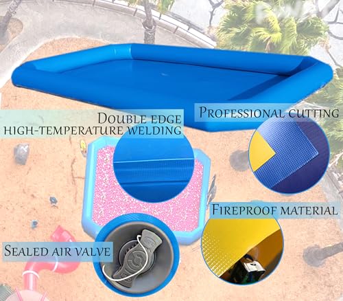 INTSUPERMAI 19.7ft Blue Inflatable Above Ground Pool with Blower