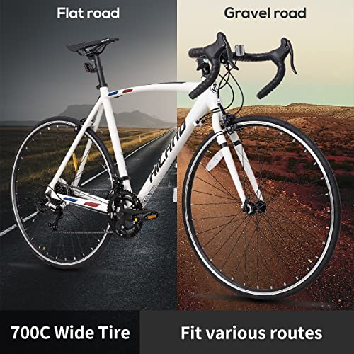HH HILAND Hiland Road Bike 700c Racing Bike City Commuter Bicycle with 14 Speeds Drivetrain 50cm White
