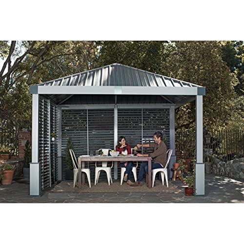 Sojag Outdoor 12' x 12' Nanda Louver Wall Hardtop Gazebo Sun Shelter Gray