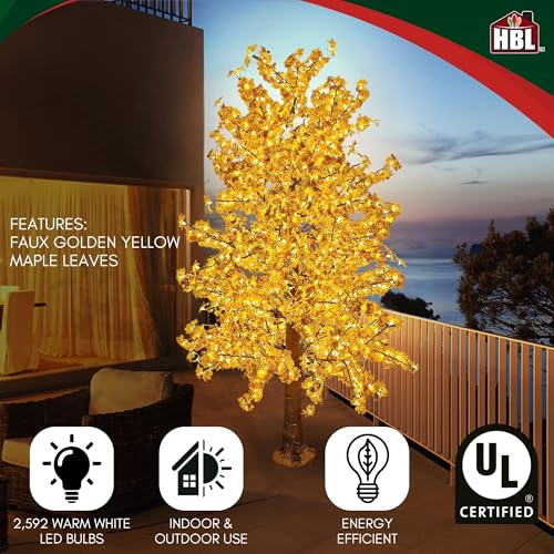 Holiday Bright Lights 9Ft Lighted Maple Leaf Fall Tree with LED Lights Warm White