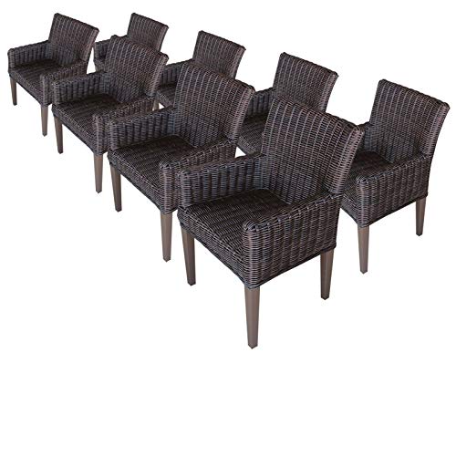 TK Classics TKC Venice Wicker Patio Arm Dining Chairs Set of 8 Aruba