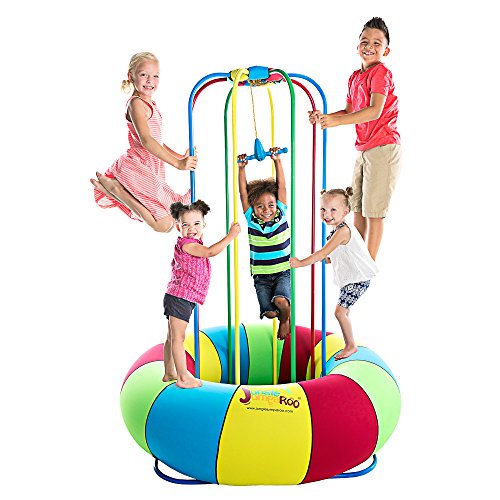 Jungle JumpaRoo Trampoline Play Set with Swing Bar Large Red/Green/Yellow/Blue