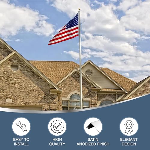 Super Tough USA-Made 25ft Heavy Duty Flag Pole Satin