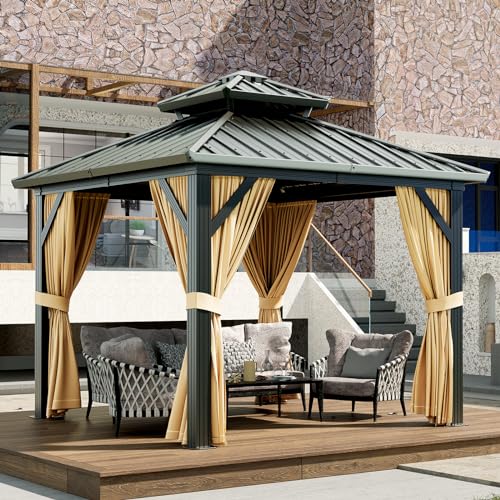 Euker 10x10 FT Outdoor Hardtop Gazebo Brown