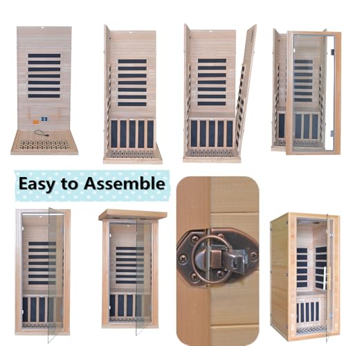 Kang Share Infrared Sauna Room for Home 1 Person 1260W, 7-Piece Graphene Carbon Heating Plate Dry Sauna
