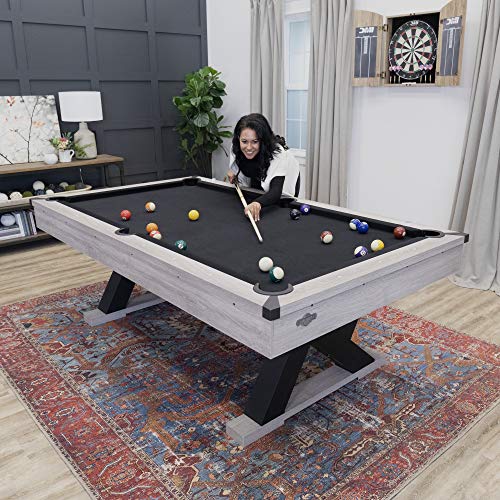 American Legend Kirkwood 90” Billiard Table with Rustic Finish, K-Shaped Legs and Black Cloth Brown