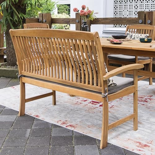 Cambridge Casual Caterina Teak Wood 6-Piece Outdoor Dining Set with Bench Natural Teak/Beige Cushion