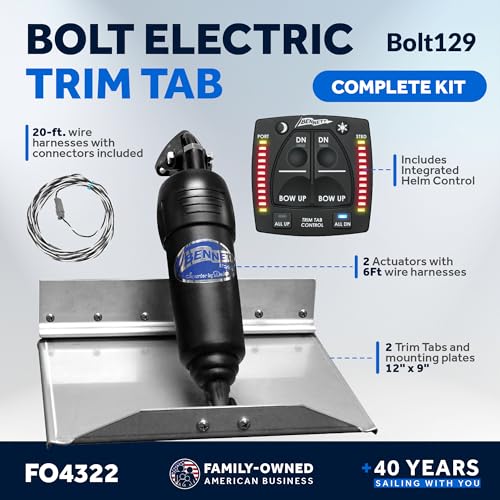 Bennett Marine Bolt Electric Trim Tab System 12" x 9" Black and Silver