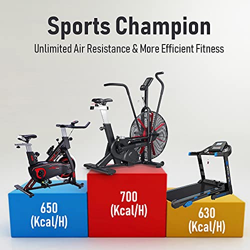 leikefitness AirBike Indoor Cycling Stationary Bicycle Black With Red