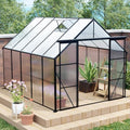 KEIKI 8x10 FT Double Door Polycarbonate Greenhouse with Aluminum Frame Black