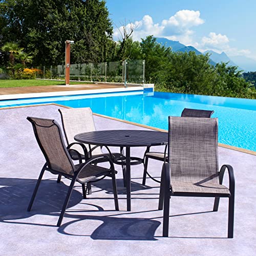Courtyard Casual Santa Fe Collection Sling Chair 4 Piece Set Java